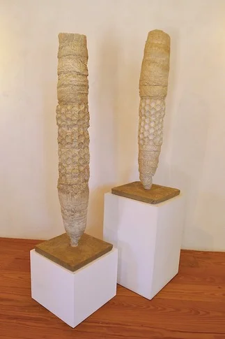 Vessel I & II – cement, earth, sand, recycled paper, 0